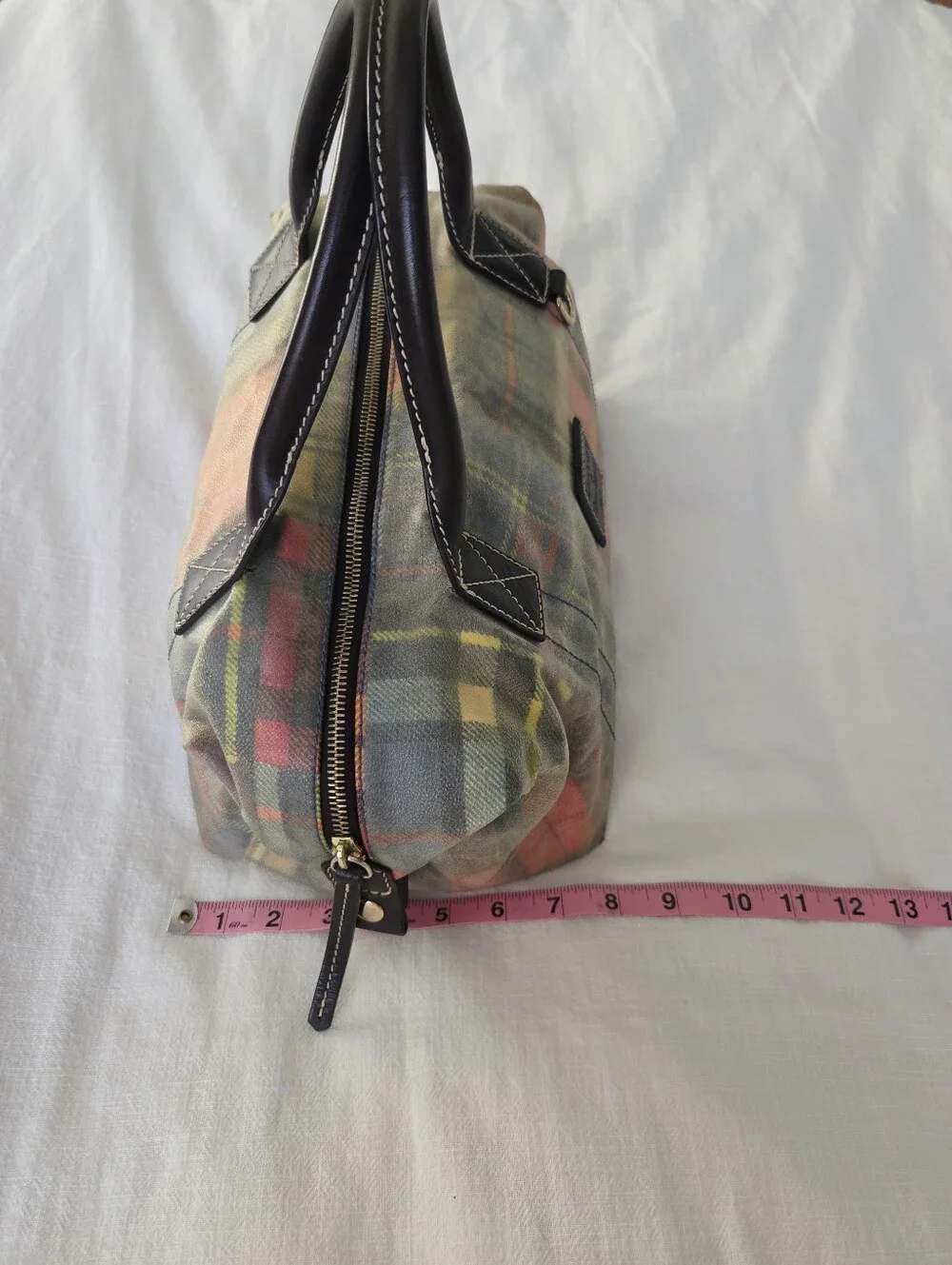 Vintage Dooney & Bourke Plaid Ladybug Madras Plaid Satchel, 1975